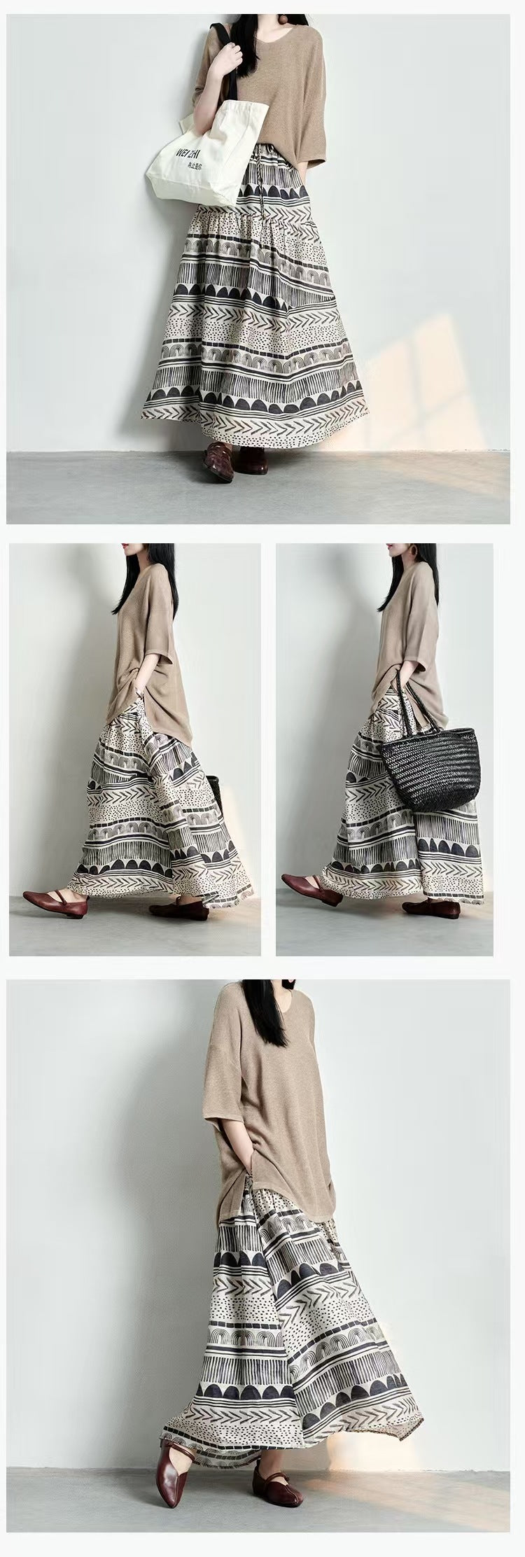 Color Contrast Patchwork Skirt Design Sense Niche Slimming Large Hem A- Line Dress - kinko