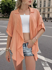 Open Front Half Sleeve Cardigan - kinko