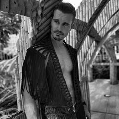 Women's Hand-woven Tassel Dress Creative Beach Travel Sexy Split Chest Wrap - kinko