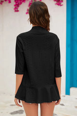 Eyelet Open Front Cardigan - kinko