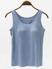 Full Size Wide Strap Modal Tank with Bra - kinko