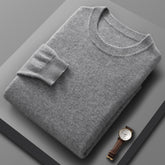 Fall Winter Men Wool Round Neck Solid Color Pullover Sweater Long Sleeve