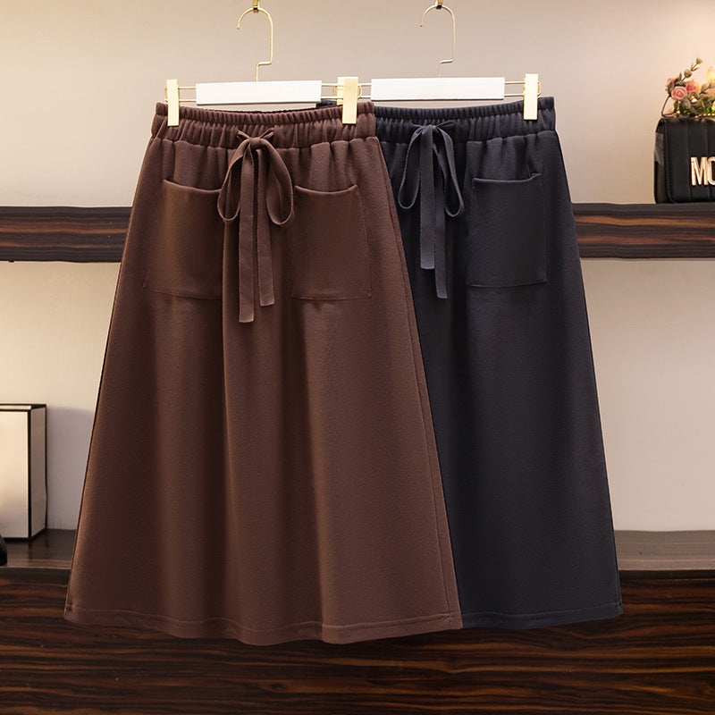 Elastic Waist Loose Slimming Autumn And Winter New Plus Size Women's Skirt - kinko