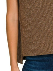 Zenana Oversized Sweater Vest with Side Slit - kinko