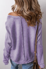 Exposed Seam Long Sleeve Sweatshirt - kinko