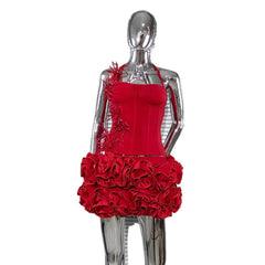 Bandage Vest Flower Evening Dress Two-piece Suit - kinko