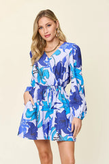 Double Take Full Size Floral Long Sleeve Romper with Pockets - kinko