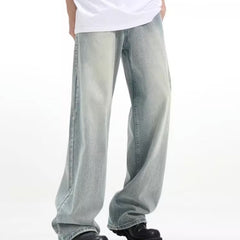 Retro Trousers Loose Casual Blue - kinko