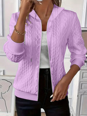 Drawstring Zip Up Hooded Jacket - kinko