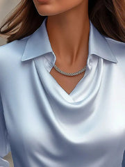 Full Size Collared Neck Long Sleeve Blouse Plus Size - kinko