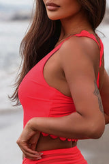 Crisscross Scoop Neck Swim Top - kinko