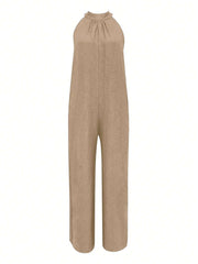 Sleeveless Halter Ruffled Young Women's Jumpsuit - kinko