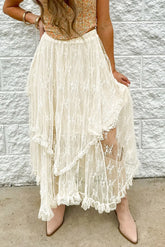 Lace Tiered Midi Skirt - kinko