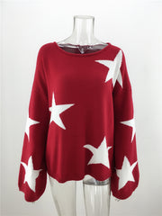 Fall Winter Plus Size Five-pointed Star Sweater Fashion Geometric Pullover Loose OL Commuter Sweater Women