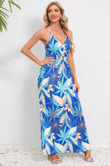 Printed Surplice Maxi Cami Dress - kinko
