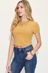 Basic Bae Full Size Ribbed Round Neck Short Sleeve T-Shirt - kinko