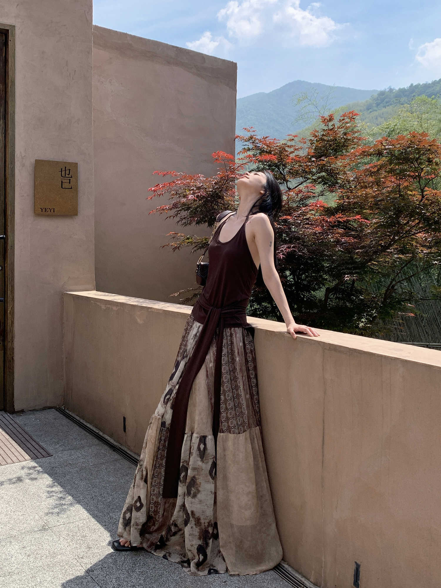 Vintage Printed Chiffon Printed Skirt - kinko