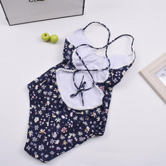 Lace Floral Border One-Piece Swimsuit Bathing Suit Swimwear Beachwear