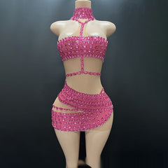 High-end And Fashionable Rhinestone Tube Top Short Skirt Top Vest - kinko