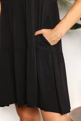 Mandy V-Neck Flounce Sleeve Tiered Dress - kinko