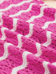 Striped Crochet Tie-Front Cardigan - kinko