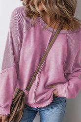Exposed Seam Long Sleeve Sweatshirt - kinko
