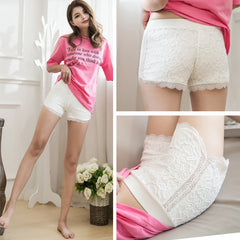 Damen-Shorts mit Spitze, kurze Hosen, lässige schwarze und weiße Shorts