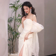 Tube Top Light Wedding Dress Bride Simple Long - kinko
