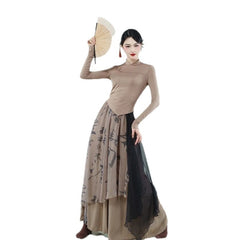 Dance Costume Chinese Style Baggy Pants Performance Costume Exercise Clothing - kinko