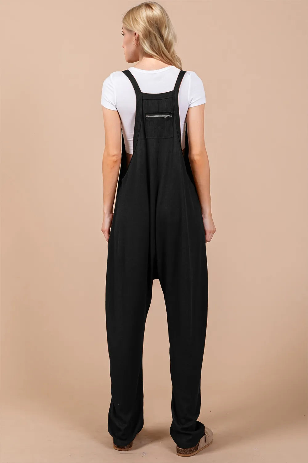 Oh Full Size V-Neck Wide Strap Overalls with Pockets - kinko