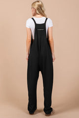 Oh Full Size V-Neck Wide Strap Overalls with Pockets - kinko