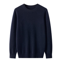 Fall Winter Men Wool Round Neck Solid Color Pullover Sweater Long Sleeve
