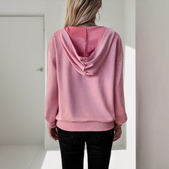 Lässiges Sweatshirt mit Reißverschlusstasche, einfarbiges Kapuzen-Sweatshirt für Damen