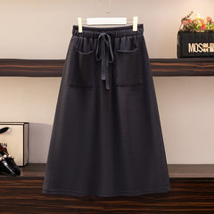 Elastic Waist Loose Slimming Autumn And Winter New Plus Size Women's Skirt - kinko