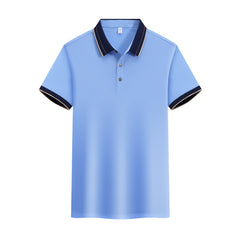 Ice Ion Mercerized Pearl Cotton Color Matching Collar Polo Shirt For Men And Women - kinko