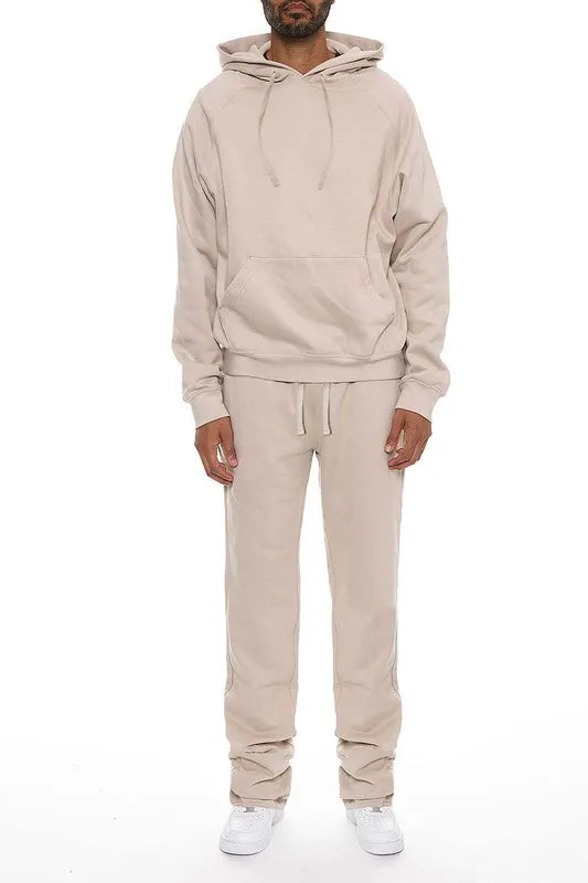 WEIV Men's Fleece Hoodie and Flare Pant Set - kinko
