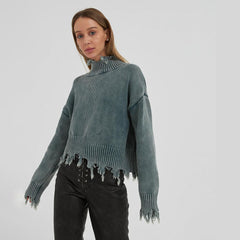 Ins Trend Street Snap Knitwear Autumn And Winter Solid Color Simple Top Women