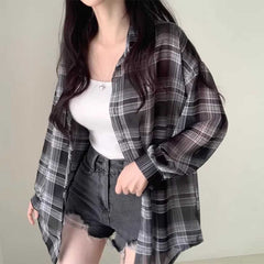 Contrast Color Stripe Chiffon Loose Sun-protection Shirt - kinko