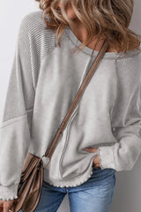 Exposed Seam Long Sleeve Sweatshirt - kinko