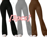 3pcs High-Waisted Flare Sharkskin Leggings Slim Fit, Lightweight & Sculpting Yoga Pants - kinko
