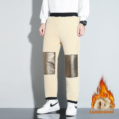 Graphene Warm With Velvet Casual Pants Fall Winter Men Plus Size Three-proof Lambswool Trousers