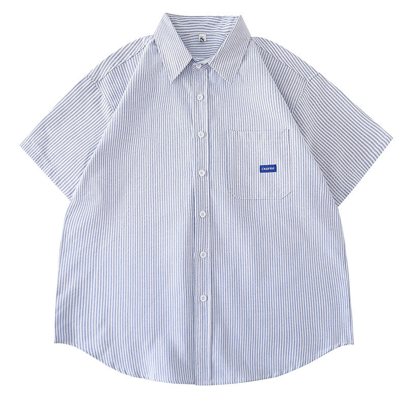 Women's Design Retro Hong Kong Style Printed Short-sleeved Shirt - kinko