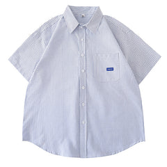 Women's Design Retro Hong Kong Style Printed Short-sleeved Shirt - kinko