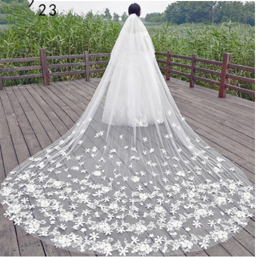 Bridal Wedding Dress Long Tail Luxury Super Fairy Wedding Veil - kinko
