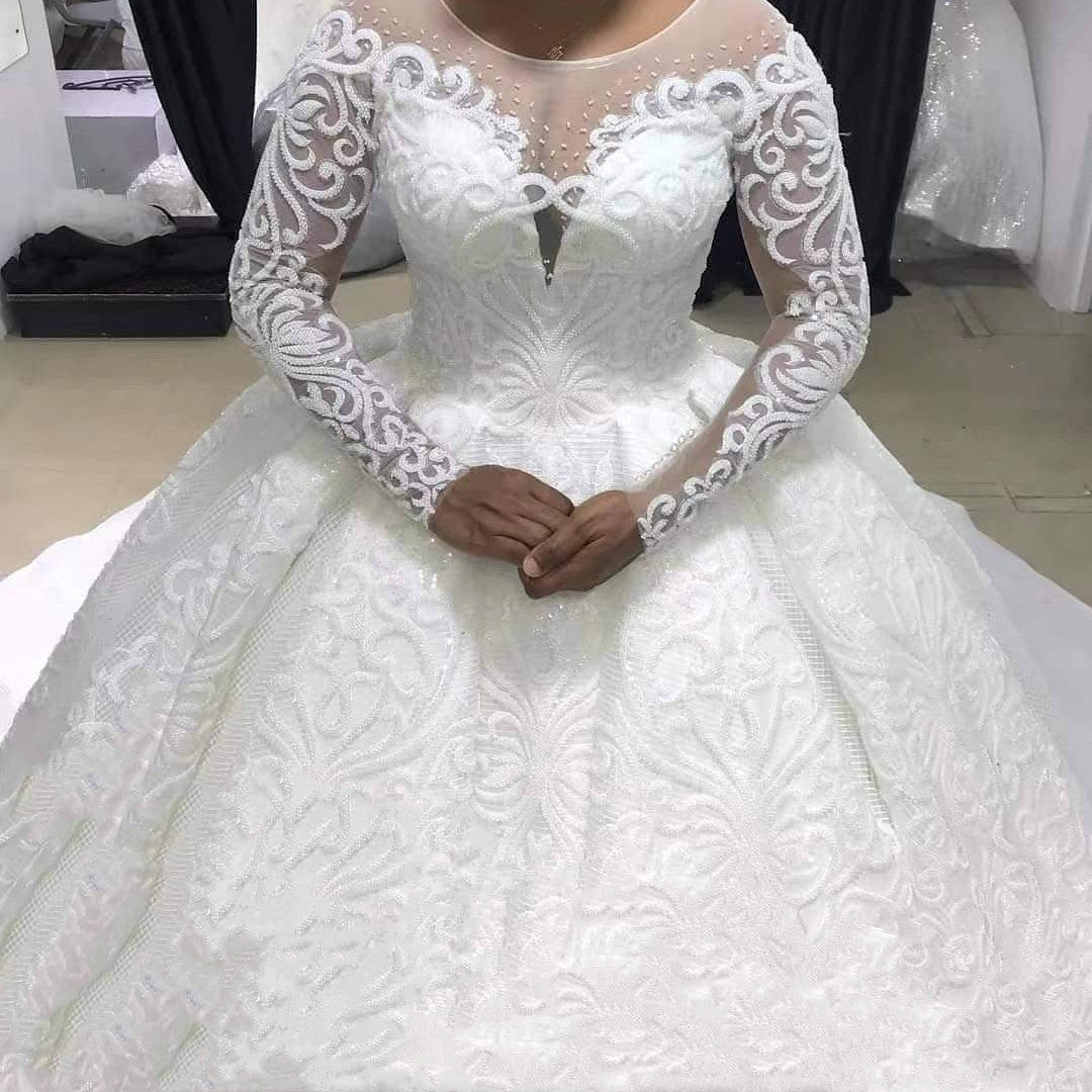 Ball Gown Wedding Dress Long Sleeves Bridal Gown - kinko