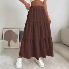 European And American Style Women Summer Bohemian Pleated Layered Long Skirt - kinko