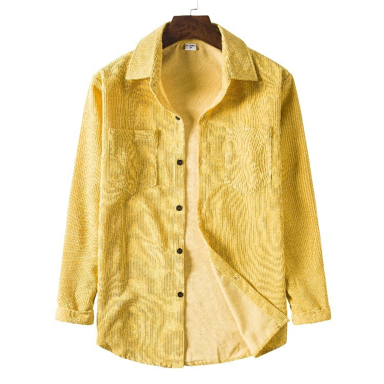 Autumn New Men's Solid-color Corduroy Long Sleeves - kinko