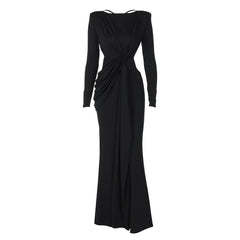 Women's Sexy Hot Girl Back Hollow-out Slim-fit Long Sleeve Dress - kinko
