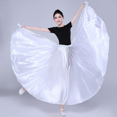 Simple Solid Color Performance Skirt With Large Swing - kinko