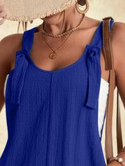 Full Size Knot Strap Romper with Pockets Plus Size - kinko